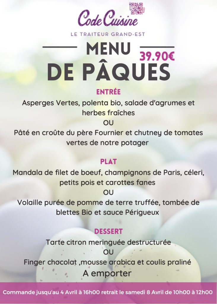 Menu de Paques Code Cuisine 2023