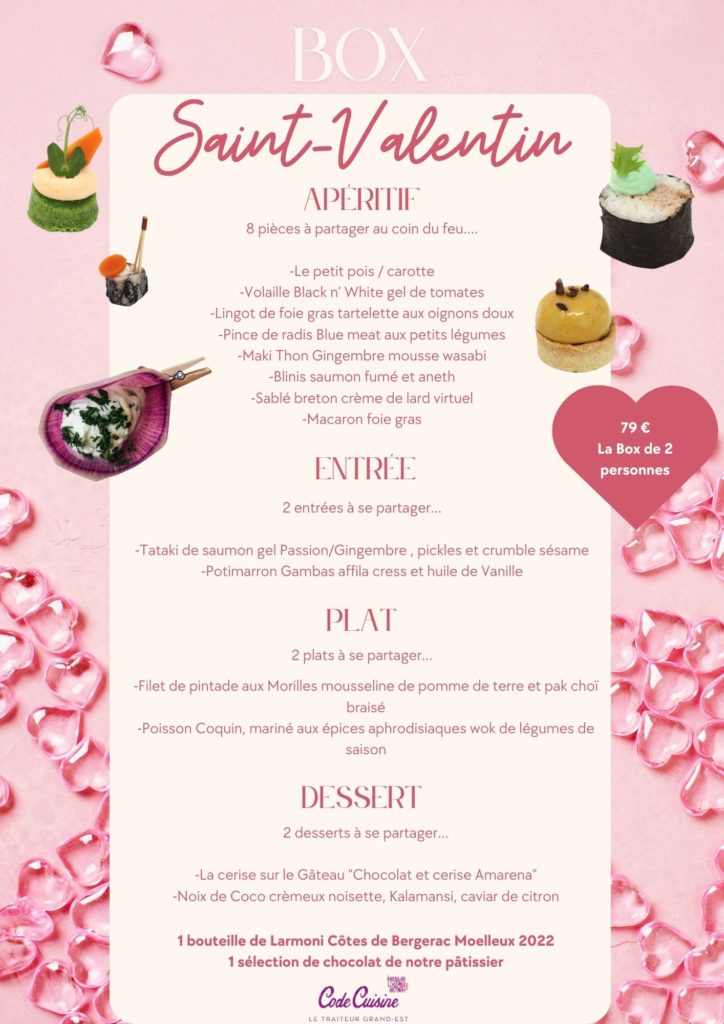 Menu Saint Valentin d'un traiteur à Longwy